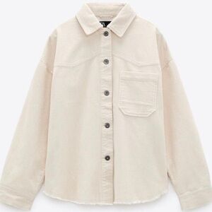 Zara White Corduroy Shacket one pocket